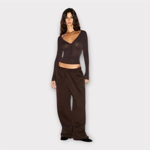 SKIMS Boyfriend Fleece Baggy Sweatpant in Espresso Size Small